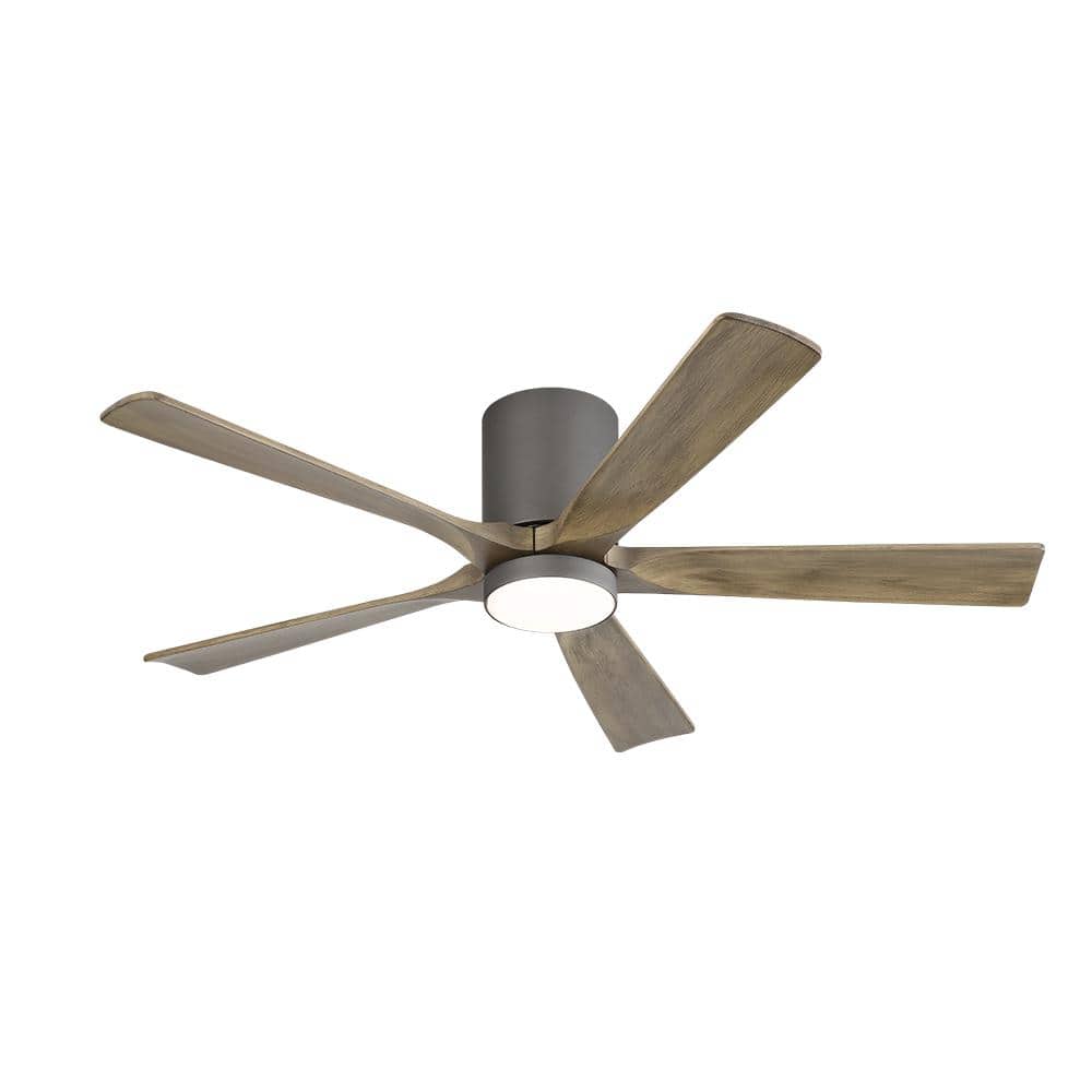 52 in. (4.3 ft.) Indoor Flush Mount Ceiling Fan with LED Light, 5 Solid Wood Blades, Charcoal Gray price history on PriceWatchPro