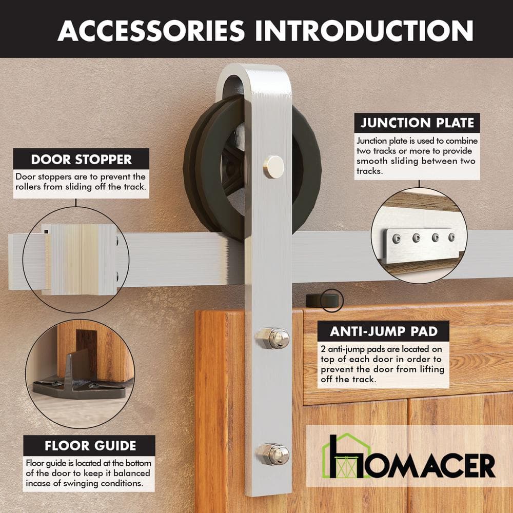 Brushed Nickel Sliding Barn Door Hardware Kit with Spoke Wheel Design