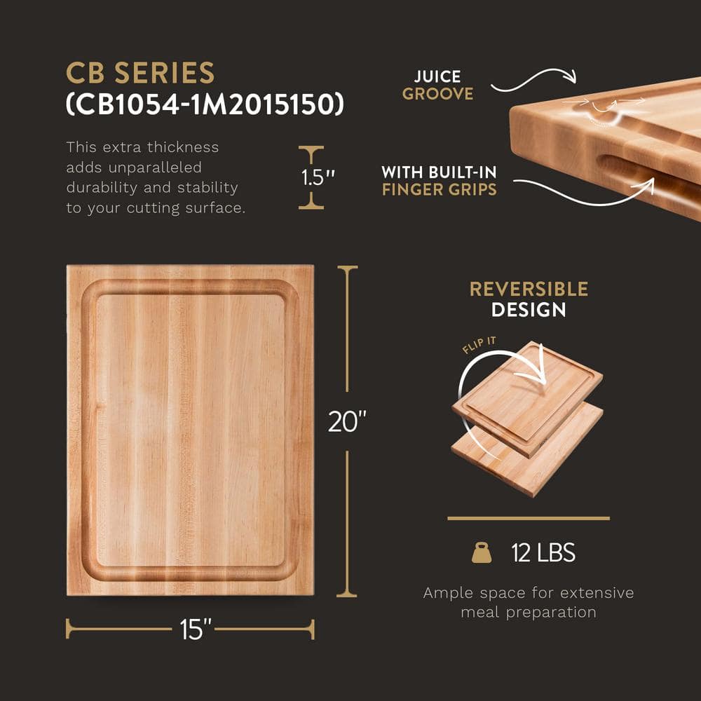 Maple Wood Reversible Cutting Board with Juice Groove