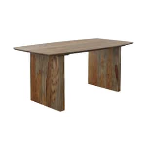 Midcentury Waverly Light Sheesham Wood Top 69 in. Sled Base Dining Table Seats up to 6