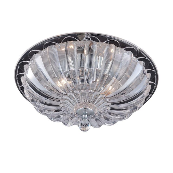 Home Decorators Collection Vintage Collection 15.75 in. 3-Light Chrome Flush  Mount with Glass Shade 22943-HBU - The Home Depot