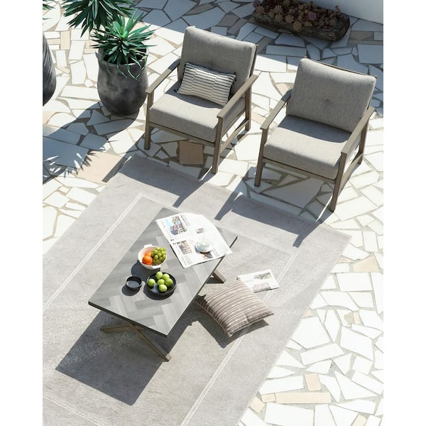Unbranded Gray Vintage 3-Piece Aluminum Outdoor Patio Conversation Sofa Set with Gray Cushions