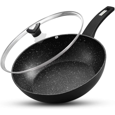 CSK 11 in. Aluminum Nonstick Frying Pan in Black with Lid