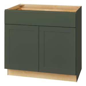 Avondale 36 in. W x 24 in. D x 34.5 in. H Ready to Assemble Plywood Shaker Base Kitchen Cabinet in Fern Green