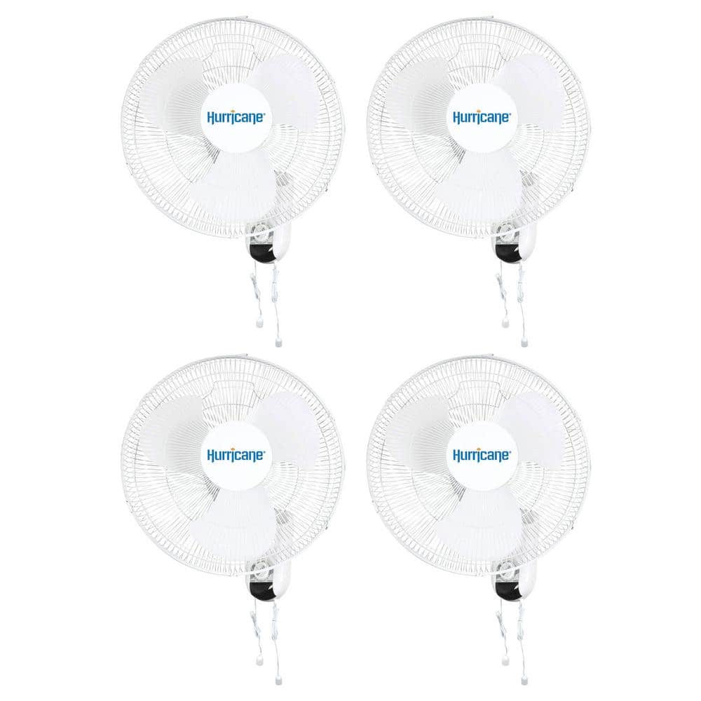 Hurricane 16 in. 3-Speed Wall Fan with 90 Degree Oscillation (4-Pack)