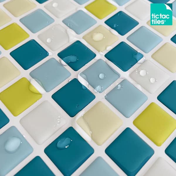 Peacockgreen 10 in. W x 10 in. H Peel and Stick Self-Adhesive Mosaic Wall Backsplash Tiles (10-Tiles)
