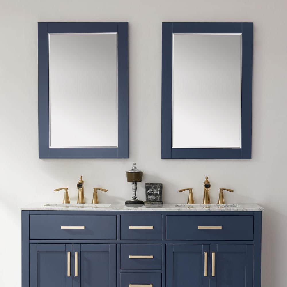Ivy 36"x24" Rectangular Royal Blue Wood Bathroom Wall Mirror