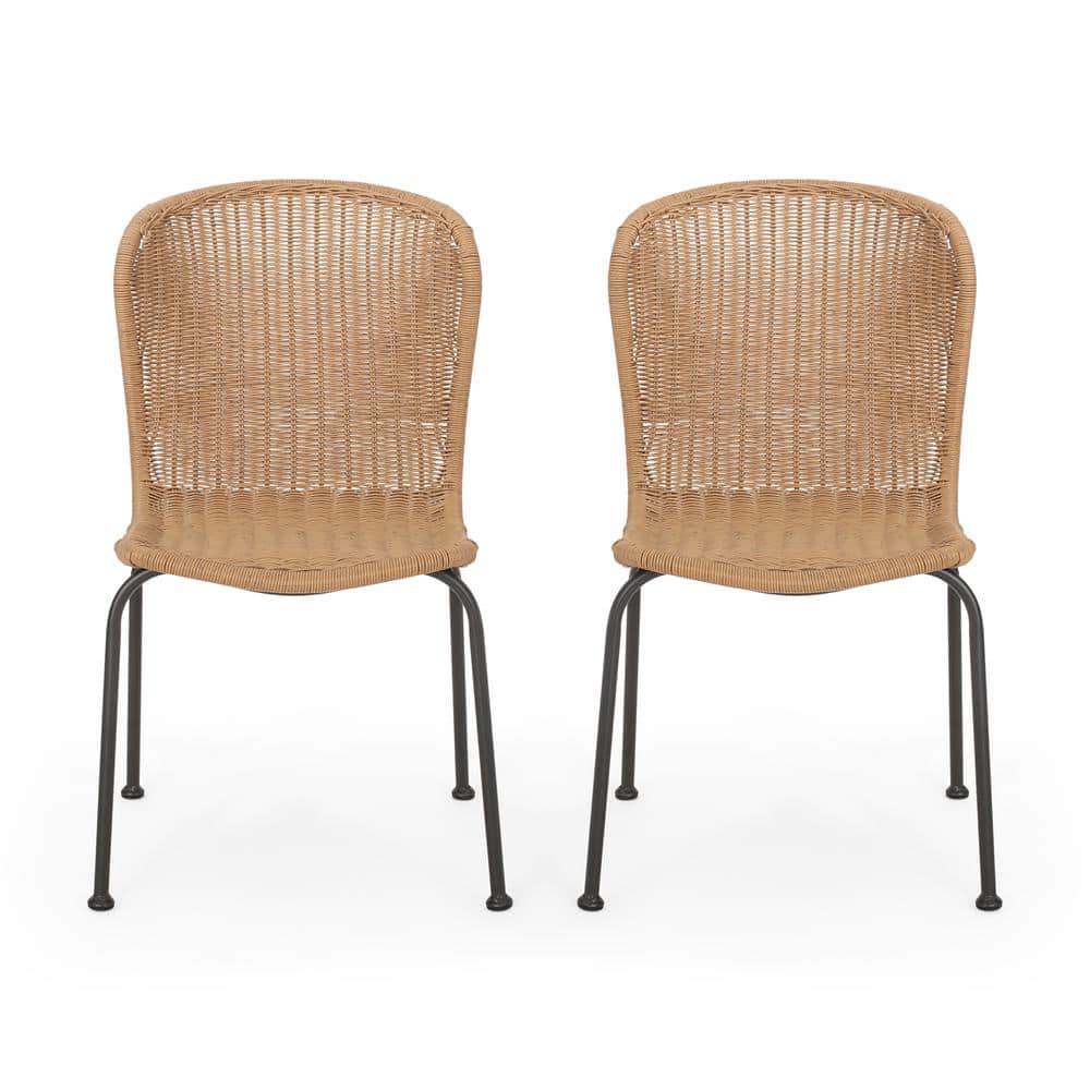 Set of 2 Rattan Outdoor Bohemian Chairs for Patio Poolside Yard Garden Ligh