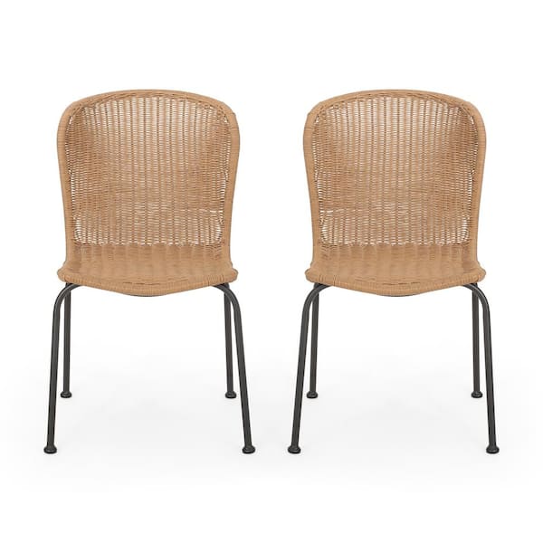Unbranded Set of 2 Rattan Outdoor Bohemian Chairs for Patio Poolside Yard Garden Light Brown