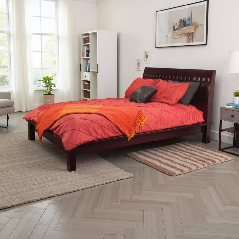 Mox Brown Wood Frame King Size Platform Bed with Headboard price history on PriceWatchPro
