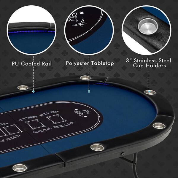 Costway Foldable 10 Player Poker Table Casino Texas Holdem with