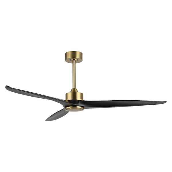 WINGBO 60 in. 3-Blades Indoor Ceiling Fan in Gold and Black with Remote