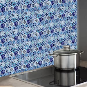10.2 in. x 10.2 in. Moroccan Blues PVC Peel and Stick Tile (2.75 sq. ft./4-Pack)