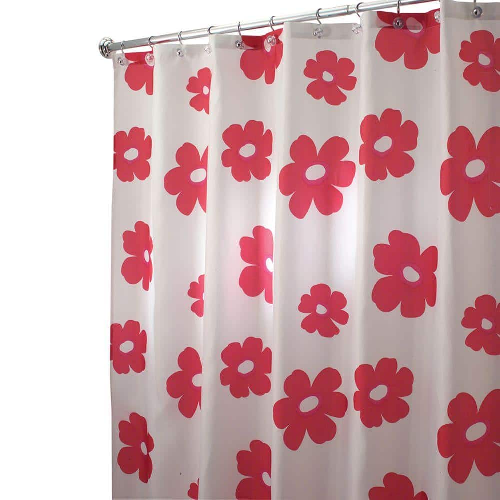Shower Curtains Custom Red Poppy, Red Poppy Fabric Shower Curtain