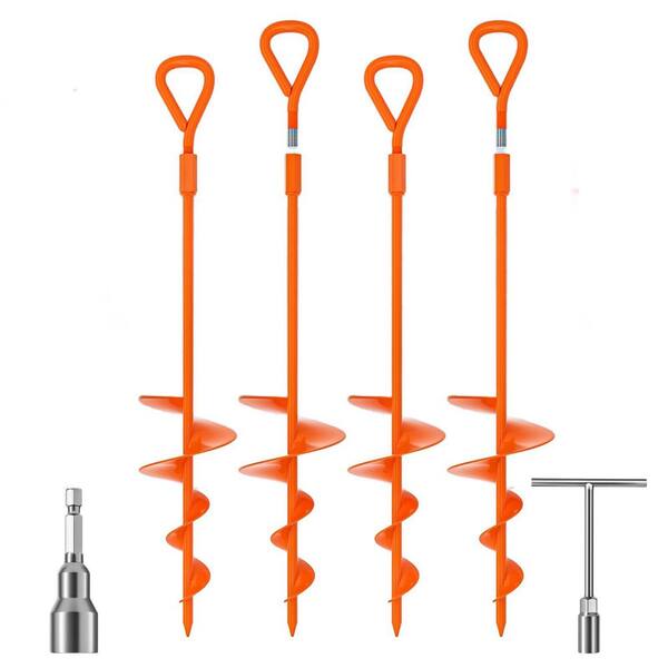7Penn 10-Inch Red Spiral Ground Anchors - Twist Tent Stakes, 4 Pack
