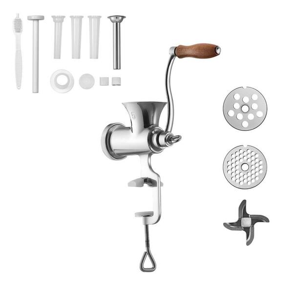 304 Stainless Steel Hand Crank Meat Mincer with Steel Table Clamp, Sausage Stuffer for Beef Chili Pork Kitchen Tabletop
