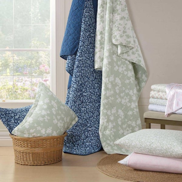 Laura Ashley Mila 1-Piece Pink Solid Cotton Blend European Sham