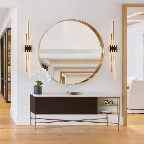 LNC 42.1 in. H 3-Light Plating Brass Large Linear LED Wall