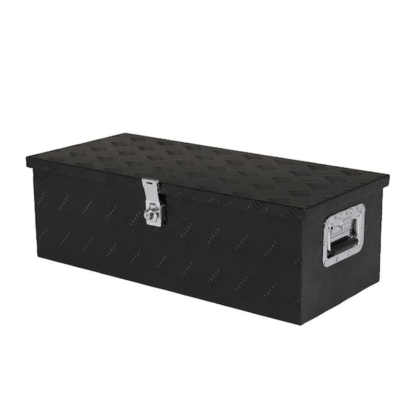 30 in. Black Diamond Plate Aluminum Underbody Truck Tool Box Storage Lock with Keys