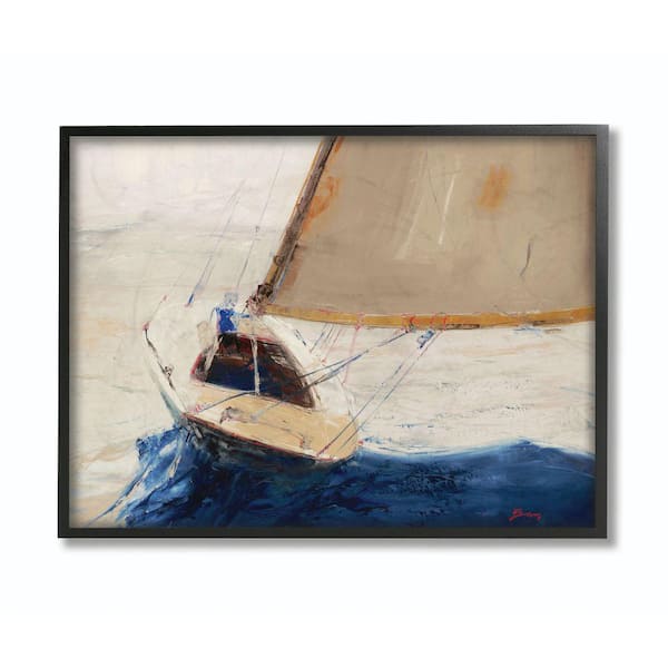Stupell Industries "Ocean Sailboat Soaring Impressionist Beach Painting" by Third and Wall Framed Wall Art 16 in. x 20 in.