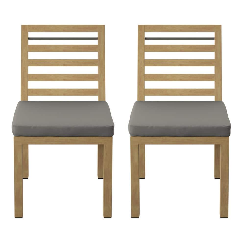 TK CLASSICS Cushioned Aluminum Outdoor Dining Chair with Grey Cushions (Set of 2) 2ADC651U957