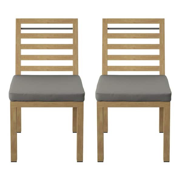 TK CLASSICS Cushioned Aluminum Outdoor Dining Chair with Grey Cushions (Set of 2)