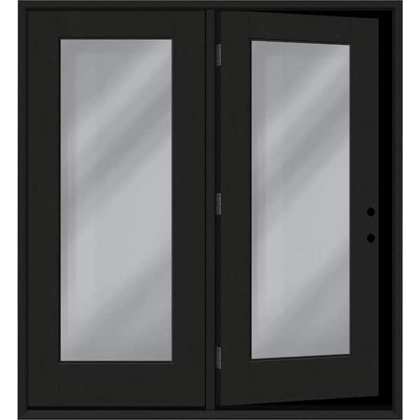 Steves & Sons Regency 60 in. x 80 in. Full Lite Clear Glass Onyx LH Center-Hinged Stained Fiberglass Retro Patio Door with 6 in. Jamb
