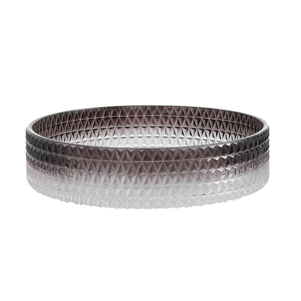 WarmieHomy Diamond Shape Bathroom Crystal Glass Vessel Sink Bathroom Countertop Basin Transparent Gradient Black-Grey
