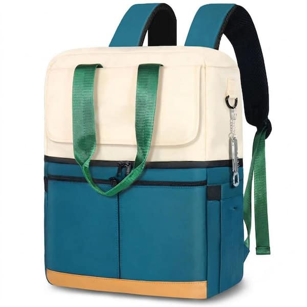 Green Double Decker Waterproof Insulated Cooler Backpack with 12 Ice Packs Leakproof for Travel Beach Work Holds 36 Cans