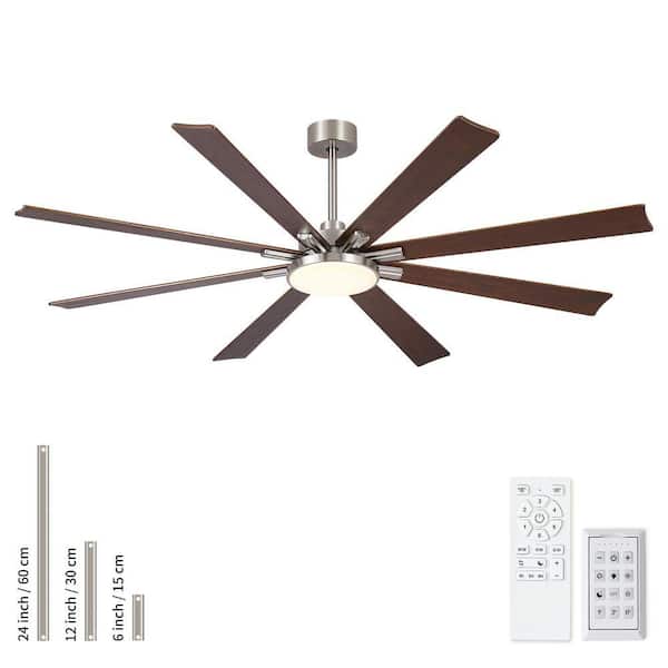 Jushua 72 in. Brown Brushed Nickel Downrod Mount Standard Ceiling