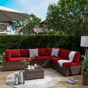 7-Piece Wicker Patio Conversation Set With Cushions