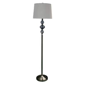 61.5 in. Contemporary Stacked Brushed Steel and Smoke Glass Floor Lamp