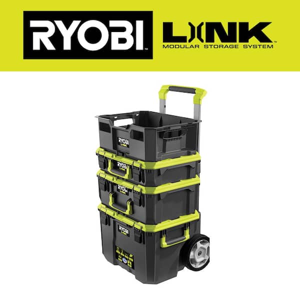 RYOBI LINK Rolling Tool Box with Medium Tool Box, Standard Tool Box, and Tool Crate