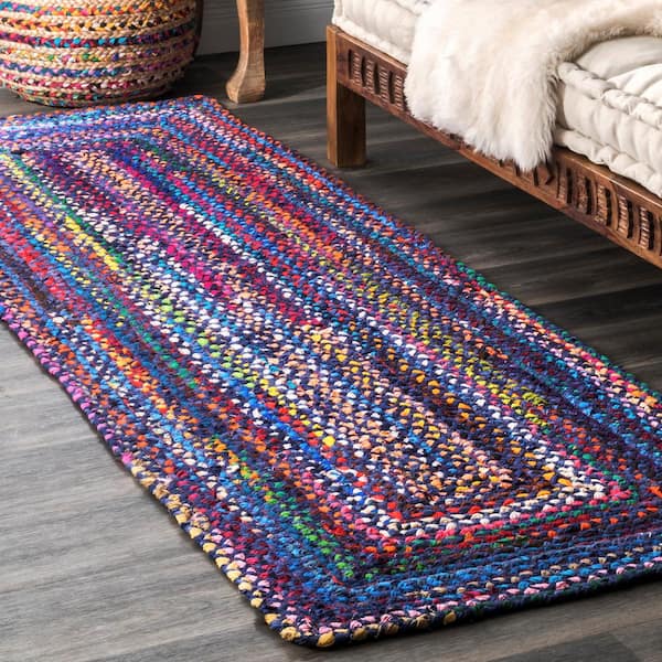 Tammara Colorful Braided Purple Multi 3 ft. x 8 ft. Runner Rug