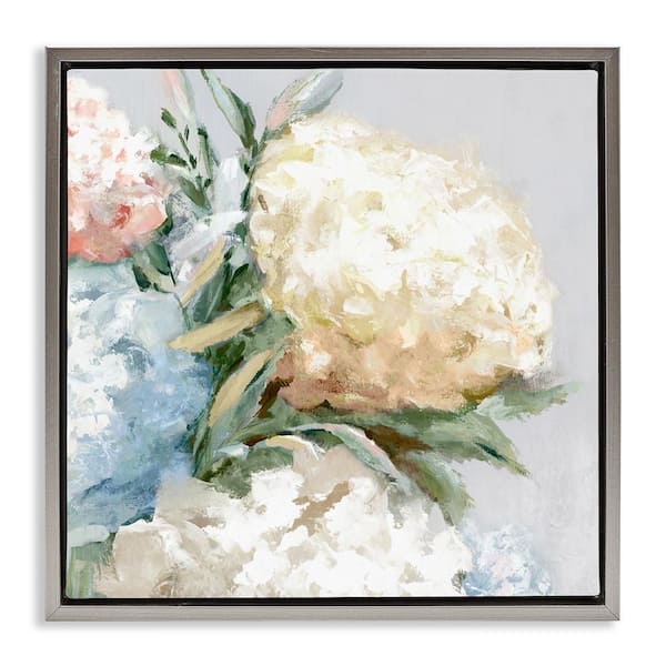 Stupell Industries Close Up Hydrangea Blossom by Alex Black Gray Floater Frame Nature Graphic Art Print 18 in. x 18 in.