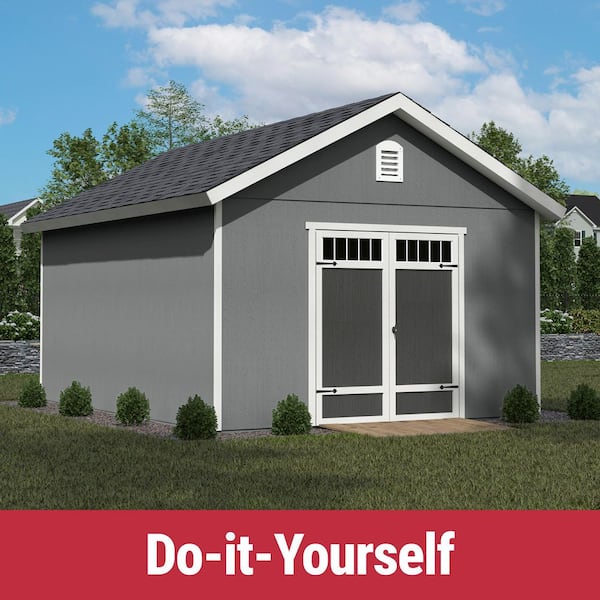 DIY Porter 12 ft. x 16 ft. Wooden Outdoor Storage Garden Shed with Floor Transom Window Doors (192 sq. ft. )