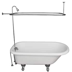 5 ft. Acrylic Ball and Claw Feet Roll Top Tub in White with Polished Chrome Accessories