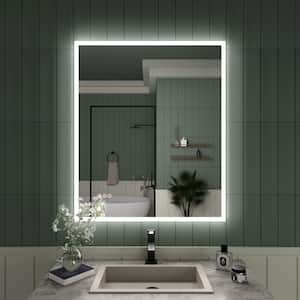 30 in. W x 36 in. H Frameless LED Single Bathroom Vanity Mirror in Polished Crystal