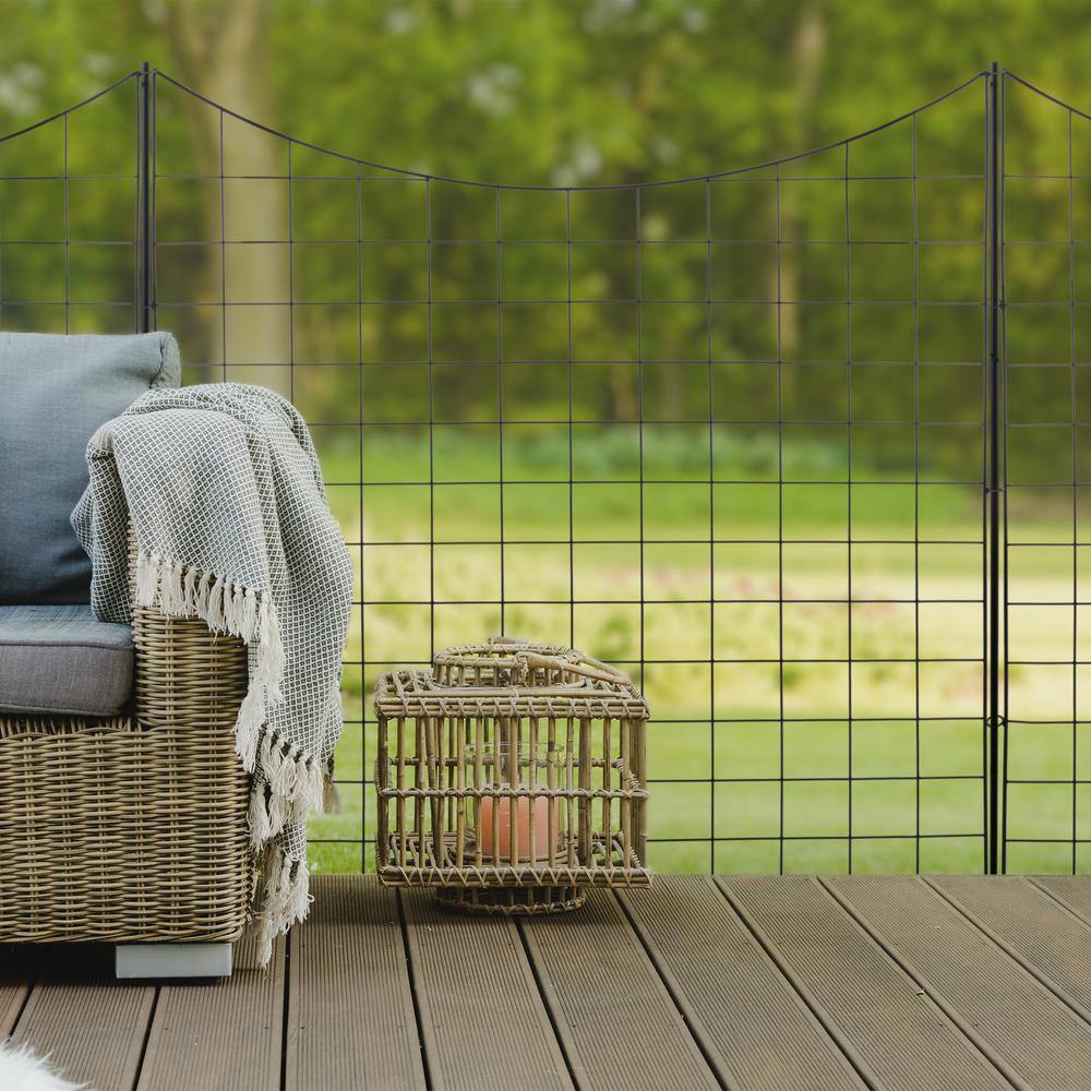 Pure Garden Black Metal No Dig Garden Fence with Gate