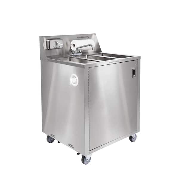 Ancaster Food Equipment 32 in. x 29.25 in. Stainless Steel Triple Basin Portable Sink Hand Wash Station Sink
