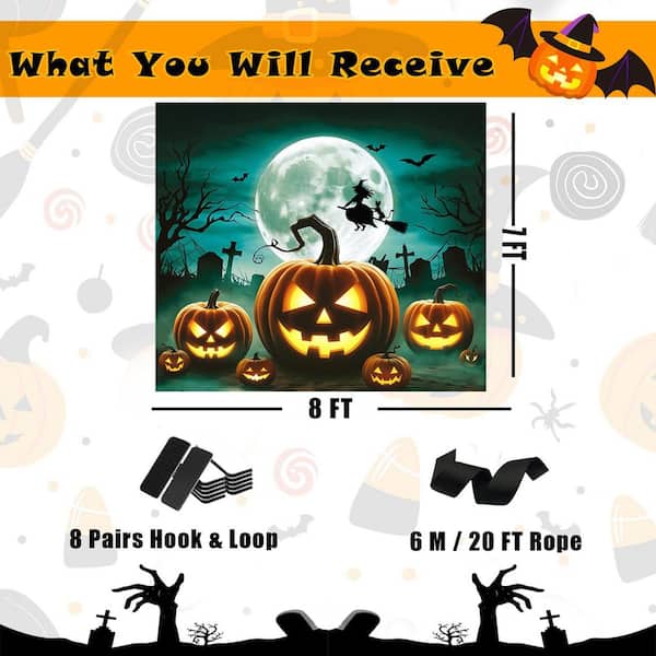 N/A Halloween Garage Door Banner w/Spooky Moon Night Design