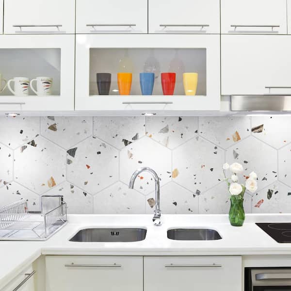 Merola Tile Sonar Hex White 8-5/8 in. x 9-7/8 in. Porcelain Floor