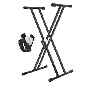 28 in. to 39 in. Adjustable Keyboard Stand in Black, Pre-Assembled Double-X with Gear 56 lbs. Capacity