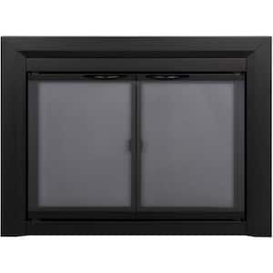 Carlisle Small Black Cabinet Style Glass Fireplace Doors