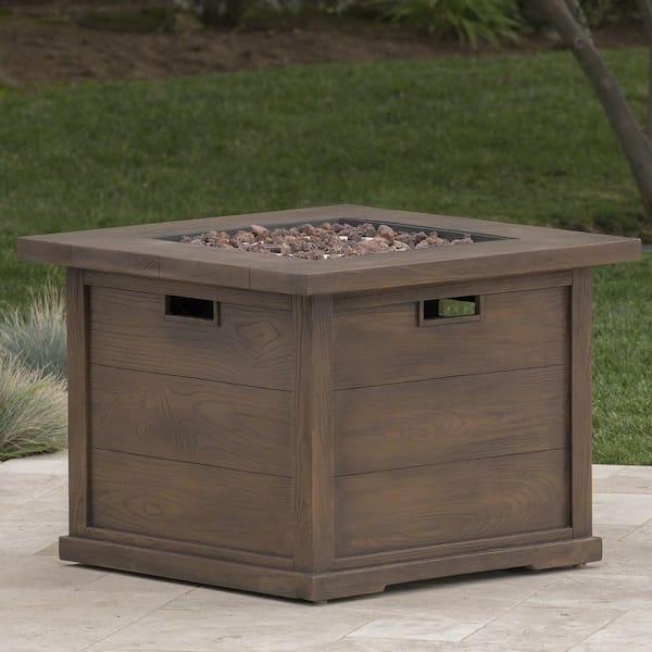32 in. Brown Square Propane Outdoor Fire Pit