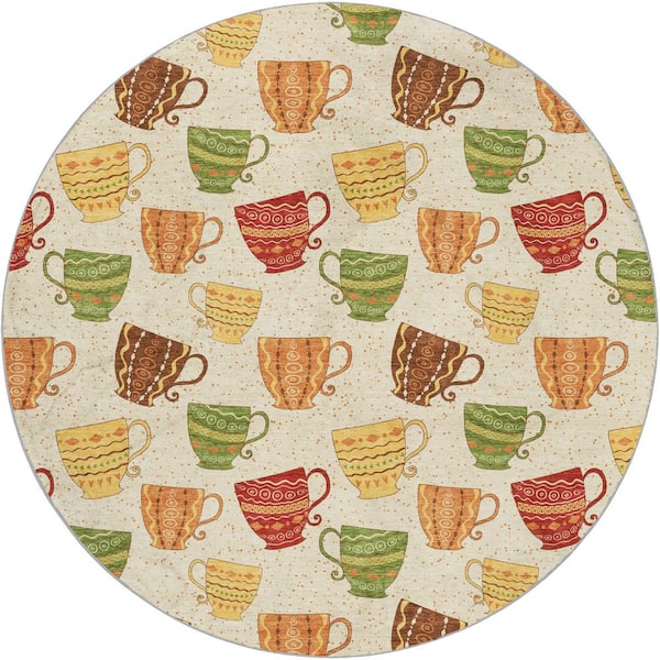 Dream Shag Premium Machine Washable Abstract ADS170 Multi 8 ft. x 8 ft. Round Rug