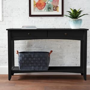 Cedar Springs Charcoal Black 2-Drawer Wood Console Table (47.5 in. W x 30 in. H)