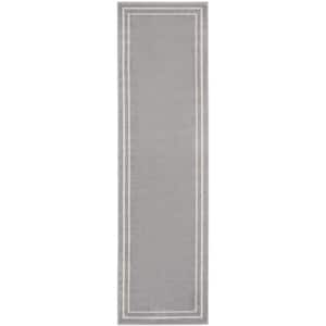 Essentials Grey/Ivory 2 ft. x 8 ft. Kitchen Runner Solid Contemporary Indoor/Outdoor Area Rug