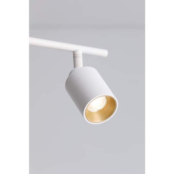 Shura 37 in. 4-Light Matte White Integrated LED Flush Mount Ceiling Light with Rotatable Heads, 3000K, 2240 Lumens