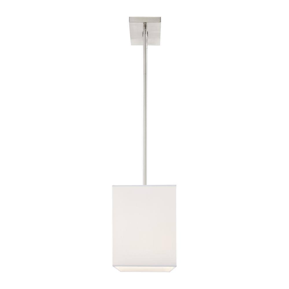Summit Brushed Nickel 3-Light Linear Chandelier with Off-White Shade